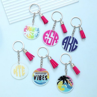 Custom Crystal Acrylic Tassel Keychain